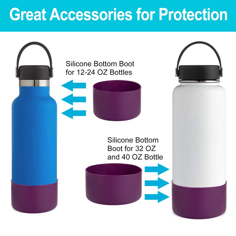 DBIW Boot for Hydro Flask 12-40 OZ Water Bottle/Stanley Tumbler, Bottom Boots for Hydroflask Sports Water Bottles, Silicone Bottom Cover Sleeve (Eggplant, Fits Hydroflask 32 40 oz Bottles) - Image 3
